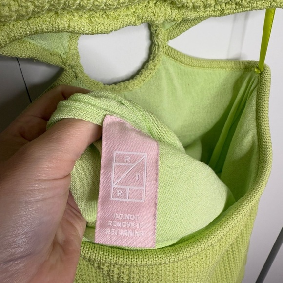 Ronny Kobo Collective - Lime Green Crochet Cutout Mini Dress - Small RTR - Picture 6 of 11